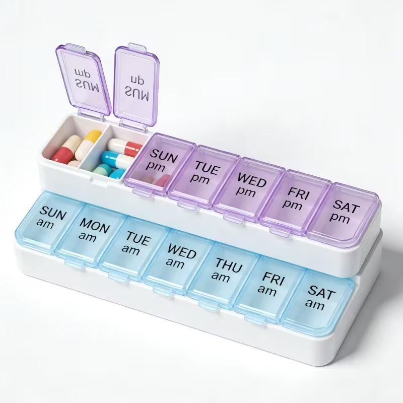 3 Pcs Double-Row Weekly Pill Organizer